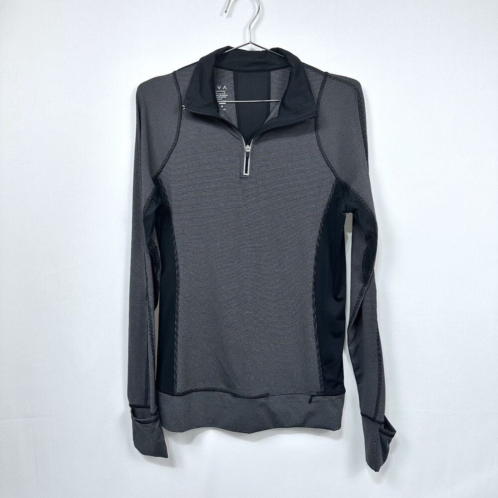 REVA Large Striped track Cycling Sweat Top Pocket Thumb Holes